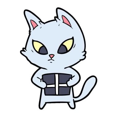 Basit bir döngülü, kafası karışık çizgi film kedisi.