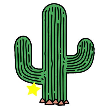 Geleneksel kaktüs stilinde basit bir döngü dövmesi.