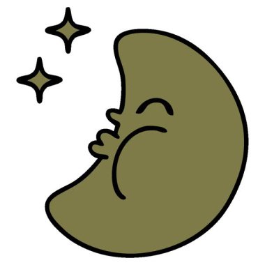 Yıldızlarla çevrili basit bir ay çizgi filmi.