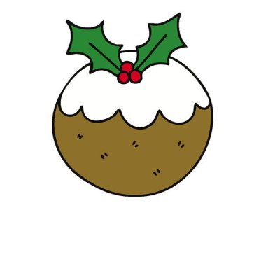 Basit bir döngü animasyon eli tuhaf bir çizgi film noel pudingi çizdi.