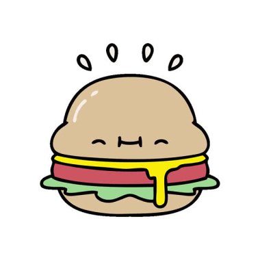 Lezzetli bir hamburgerin basit bir çizgi filmi.