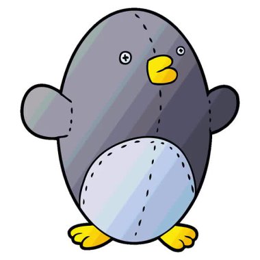 Basit bir çizgi film doldurulmuş oyuncak pengueni.