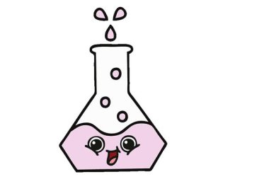 Basit bir döngü animasyonu bilim şişesinin sevimli bir karikatürü