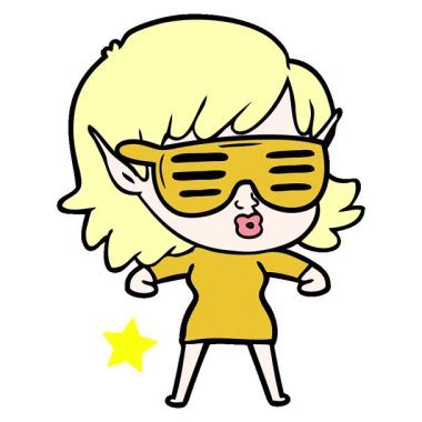 Basit bir döngülü çizgi film karakteri güzel bir elf kızı.