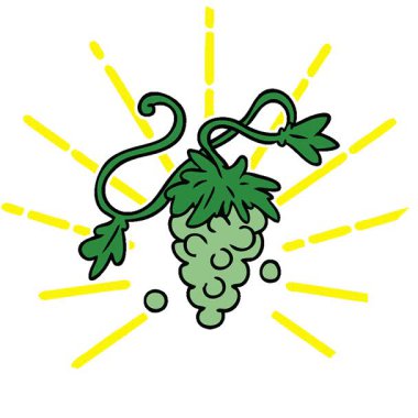 Asma üzümlere çizilmiş basit bir çizgi film çizimi.