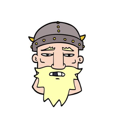 Basit bir döngü çizgi film karalama viking yüzü.