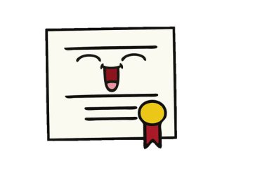 Mezuniyet diplomasının basit bir çizgi filmi.