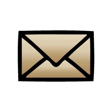 Kağıt zarfın basit bir kıvrımlı gölgeli çizgi filmi.