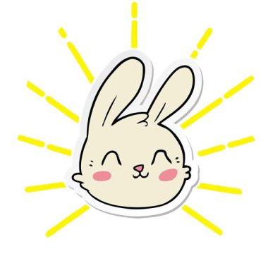 Çizgi film tavşanı suratının basit bir kıvrımlı çıkartması.