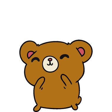 Basit bir çizgi film çizimi, kawaii şirin, mutlu ayı.