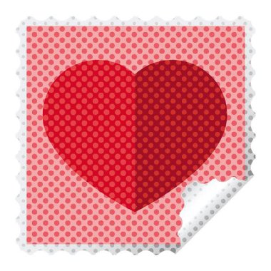 Basit bir döngülü kalp sembolü grafik kare etiket damgası