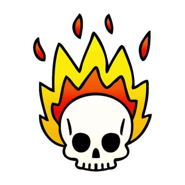 Basit bir döngü animasyon gradyanı gölgeli tuhaf bir karikatür kafatası