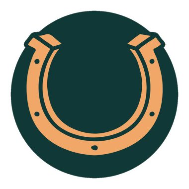 Basit bir döngü ikonik dövme tarzı at nalı görüntüsü