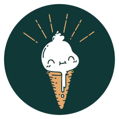 Dövme stili dondurma karakterinin basit bir döngü simgesi