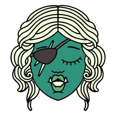 Basit bir döngü canlandırmalı Retro Tattoo Biçimli Ork karakter yüzü