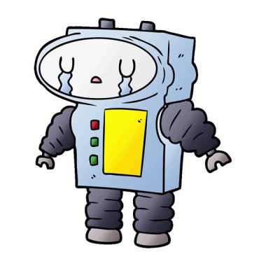 Basit bir çizgi film robotu ağlıyor.