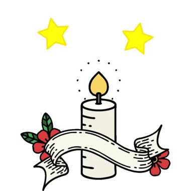 Basit bir halka şeklinde, geleneksel dövmeli bir mum flaması.