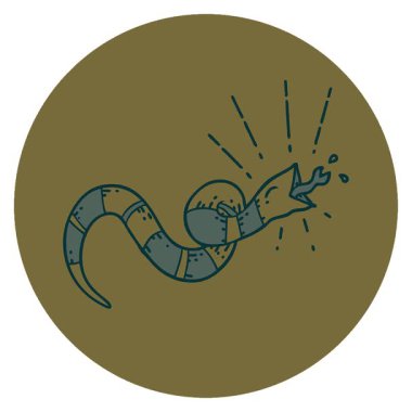 Dövme stili tıslayan yılanın basit bir canlandırma simgesi