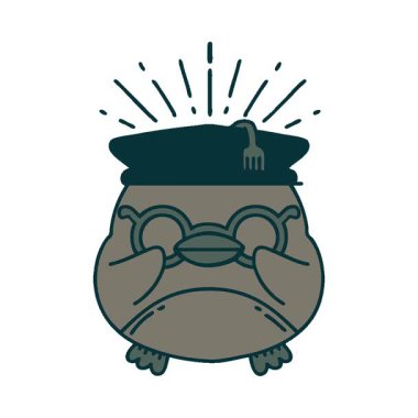 Geleneksel dövme stili eğitimli Robin 'in basit bir illüstrasyon canlandırması