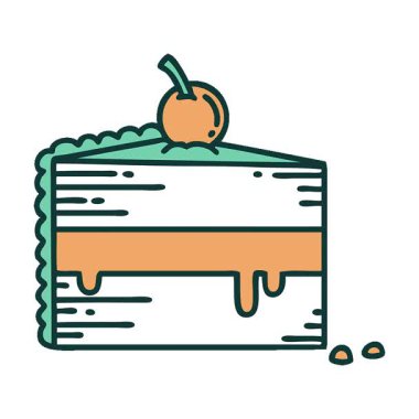 Basit bir döngü ikonik dövme tarzı pasta diliminin görüntüsü