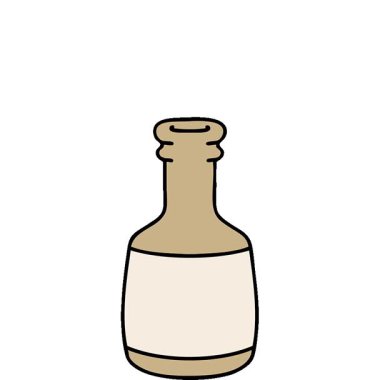 Eski bir bira şişesinin basit bir çizgi filmi.