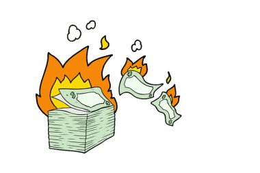 Basit bir yanan para çizgi filmi.