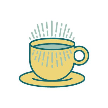 Basit bir döngü ikonik dövme tarzı kahve görüntüsü.