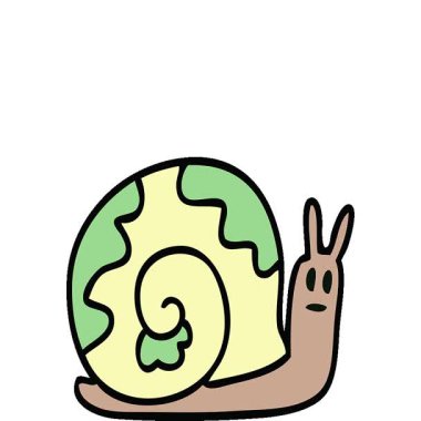 Basit bir döngü hareketli el çizimi çizgi film salyangozu