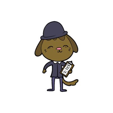 Basit bir döngü mutlu çizgi film ofis çalışanı köpek.