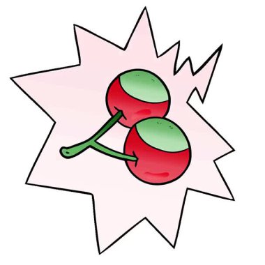 Basit bir döngü animasyon çizgi film kirazları konuşma baloncuğu ile pürüzsüz gradyan tarzda