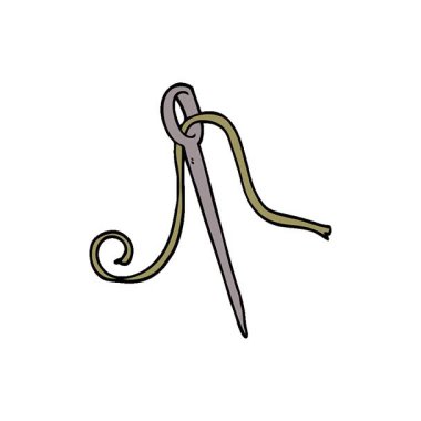 Basit bir döngü çizgi film karalama iğnesi ve iplik