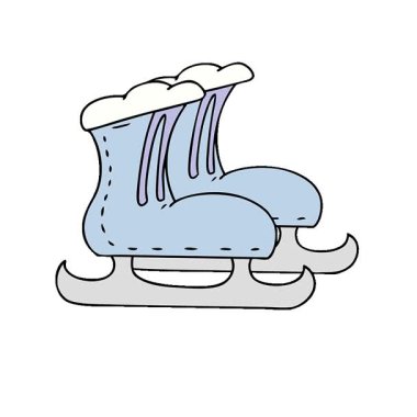 Basit bir döngü çizilmiş el çizimi karalama buz pateni botları.