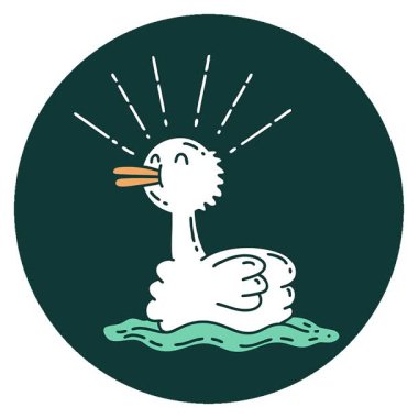 Yüzen ördek dövmesi şeklinde basit bir döngü simgesi