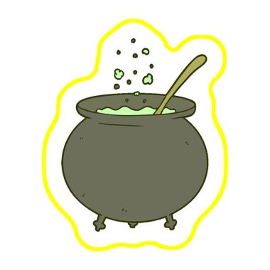 Basit bir döngülü çizgi film cadı kazanı.