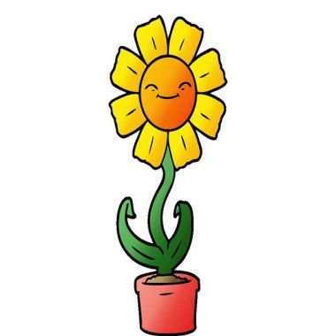 Basit bir döngülü mutlu çizgi film çiçeği.