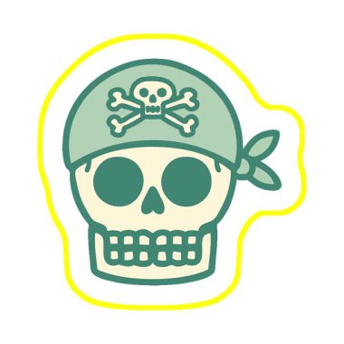 Bir korsan kafatasının basit bir ikonik dövme görüntüsü