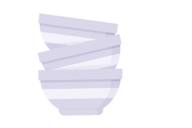 Basit bir döngü canlandırması Bir yığın kasenin düz renk çizimi