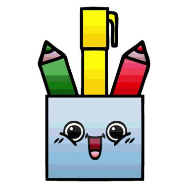 Basit bir döngü çizimi. Bir kalem tenceresinin gölgeli karikatürü.