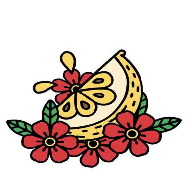 Geleneksel dekoratif limon şeklinde basit bir döngü dövmesi.