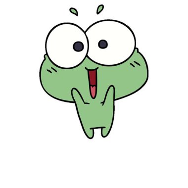 Basit bir çizgi film çizimi kawaii tatlı kurbağayı heyecanlandırdı.