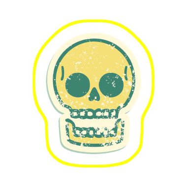 Basit bir döngü canlandırması ikonik baskı çıkartmalı dövme şeklinde kafatası görüntüsü