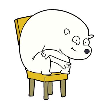 Sandalyedeki basit bir döngülü mutlu kutup ayısı