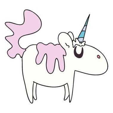 Basit bir döngü animasyon el çizimi tek boynuzlu at.