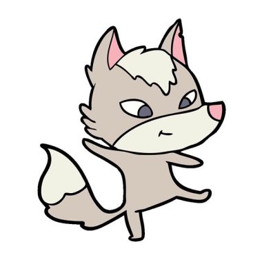 Basit bir döngülü çizgi film kahramanı kurt dansı.