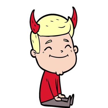 Şeytani boynuzları olan basit bir çizgi film kahramanı.