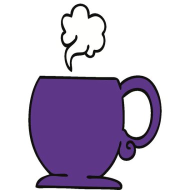 Basit bir çizgi film karakteri sıcak içecek çizimi.