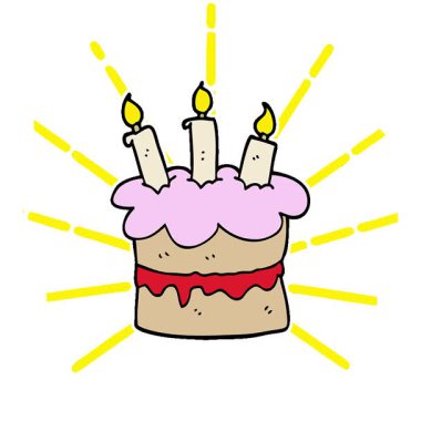 Basit bir çizgi film çizgi filmi karalama doğum günü pastası.