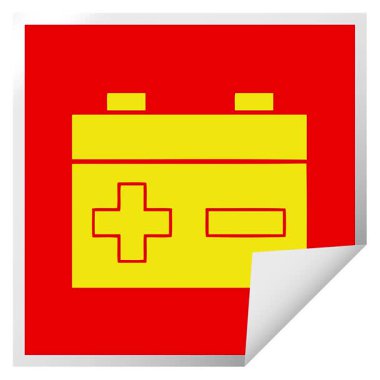 Basit bir döngü animasyon kare soyulmuş araba aküsünün çıkartma karikatürü.