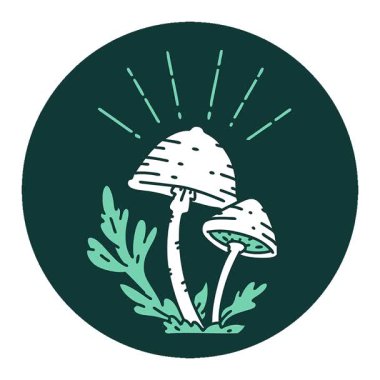 Dövme stili mantarların basit bir döngü canlandırma simgesi