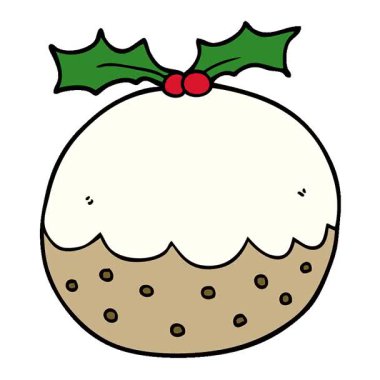 Basit bir çizgi film çizgi filmi Noel pudingi.
